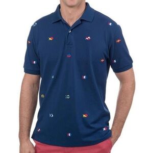 Southern Tide Men’s L Blue Polo Nautical Embroidered Skipjack Fish Yacht Preppy